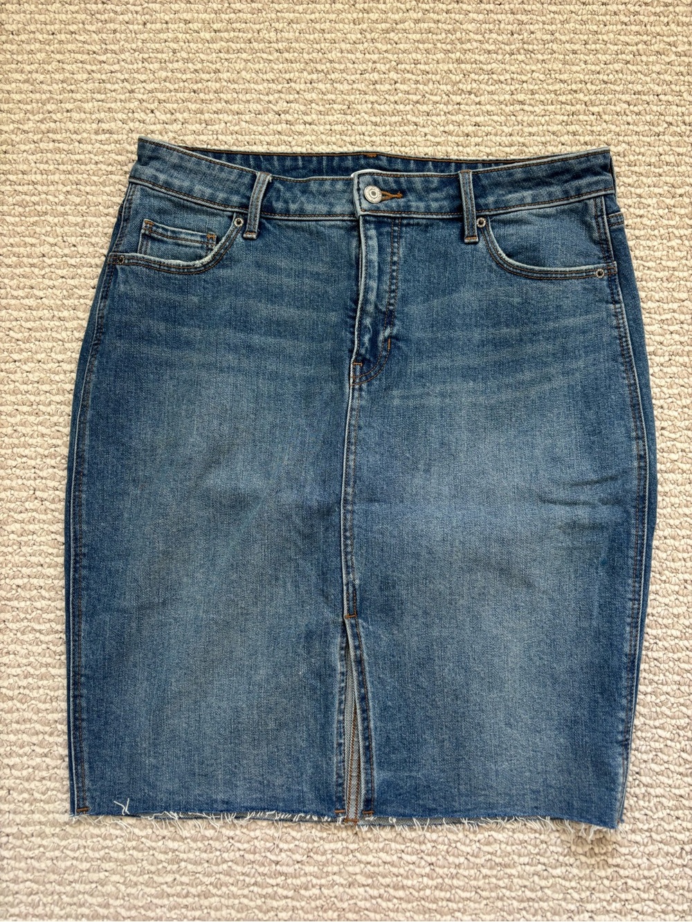 Old Navy Blue Denim Skirt with Front Slit Women’s Size 10 Jean Skirt